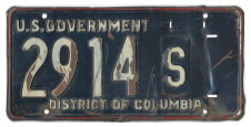 Mid- to late 1950s U.S. Govt. plate no. 2914-S