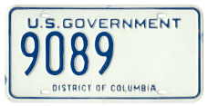 Undated U.S. Govt. plate no. 9089