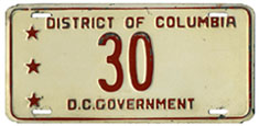 Mid-to-late 1950s D.C. Govt. plate no. 30