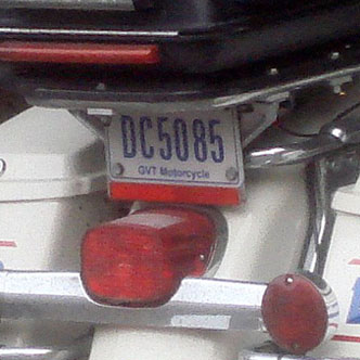 D.C. Government Motorcycle plate no. DC5085