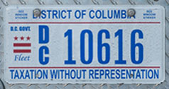 Flat style D.C. Govt. fleet vehicle plate no. 10616