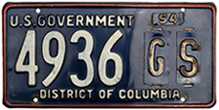 1954 U.S. General Services Administration plate no. 4936-GS