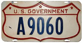 1942 U.S. Govt. plate no. A9060