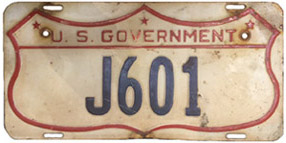 1942 U.S. Govt. plate no. J601
