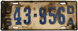 pre-1942 U.S. Dept. of Agriculture plate no. 43-956