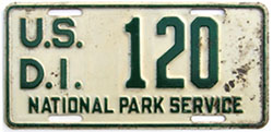 pre-1942 U.S. Dept. of the Interior, National Park Service plate no. 120