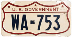 1942 U.S. Govt. plate no. WA-753