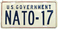 1950s U.S. Govt. North Atlantic Treaty Organization plate no. NATO-17
