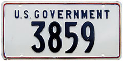 1950s U.S. Government plate no. 3859
