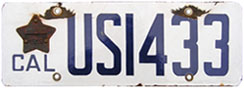 1919 California license plate for a U.S. Government vehicle