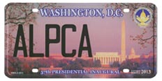 2013 Inaugural personalized plate no. ALPCA