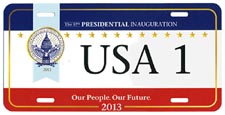 2013 Inaugural plate no. USA 1; click on image to see larger version