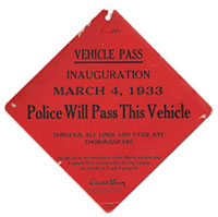 1933 Inauguration restricted area access pass