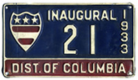 1933 Presidential Inauguration plate no. 21