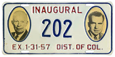 1957 Presidential Inauguration plate no. 202