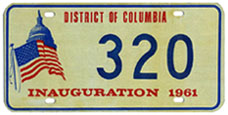 1961 Presidential Inauguration plate no. 320