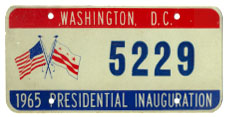 1965 Inaugural plate no. 5229