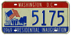 1977 Vintage WASHINGTON DC Jimmy Carter Inaugural License Plate    DC  8208 