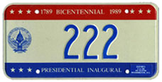 1989 Inaugural plate no. 222