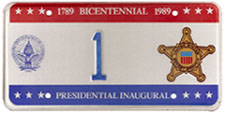 1989 Inaugural Secret Service plate no. 1