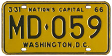 1965 Medical Doctor plate no. MD-059