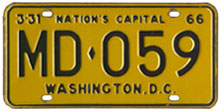 1965 (exp. 3-31-66) Medical Doctor plate no. MD-059