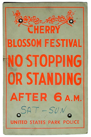 Cherry Blossom Festival "no parking" sign