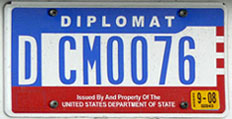 1984 base OFM Diplomat license plate, flat style, no. DCM0076