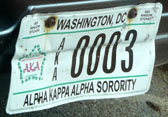 Alpha Kappa Alpha Sorority organizational plate no. AKA 0003