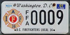 Firefighters Local 36 organizational plate no. FFA 0009