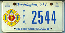 Firefighters Local 36 organizational plate no. FFA 2544