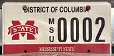 Mississippi State Univ. organizational plate no. MSU 0002