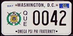 Omega Psi Phi organizational plate no. QUE 0042