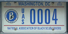 National Association of Black Scuba Divers organizational plate no. UAS 0004.