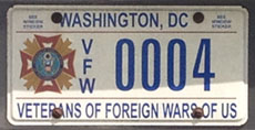 Veterans of Foreign Wars organizational plate no. VFW 0004