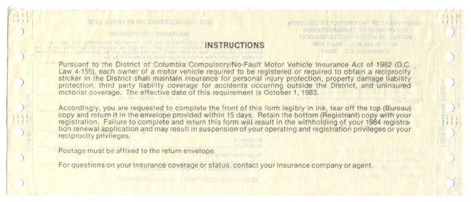 1983 Insurance Certification (back)