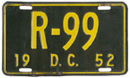 1952 Rental Car plate no. R-99
