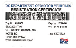 2005 (exp. 10/20/2006) Passenger vehicle registration card