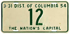 1953 Reserved Passenger plate no. 12