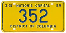 1958 Reserved plate no. 352