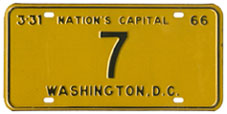 1965 Reserved-number passenger plate no. 7