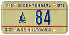 1974 reserved plate no. 84