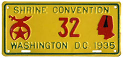 1935 Shrine Convention plate no. 32