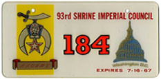 1967 Shrine Imperial Council plate no. 184: click to enlarge