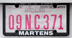 2011 Temporary plate no. 09 NC 371