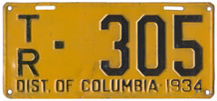 1934 Trailer plate no. 305