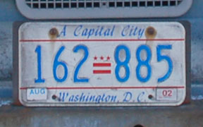 D.C. auto plate number 162-885
