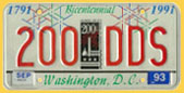 1991 optional City Bicentennial plate no. 200-DDS