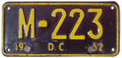 1952 Motorcycle plate no. M-223