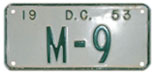1953 (exp. 3-31-54) motorcycle plate no. M-9